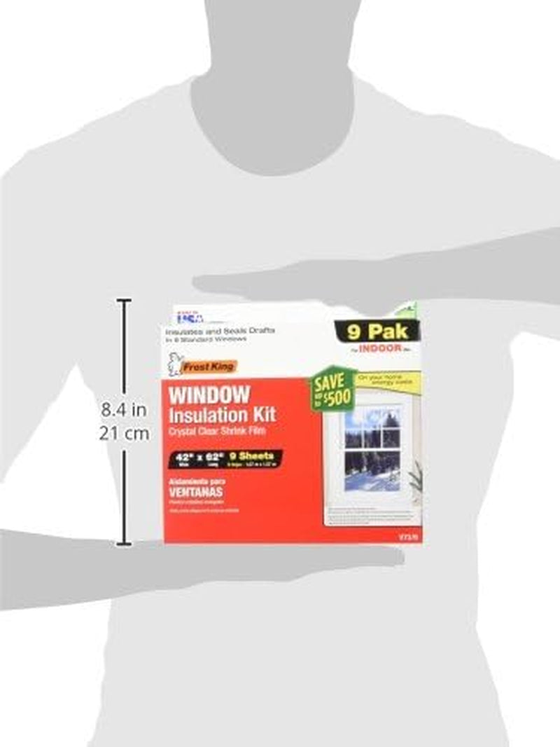 V73/9H Indoor Shrink Window Kit 42 62-Inch, Clear, 9-Pack