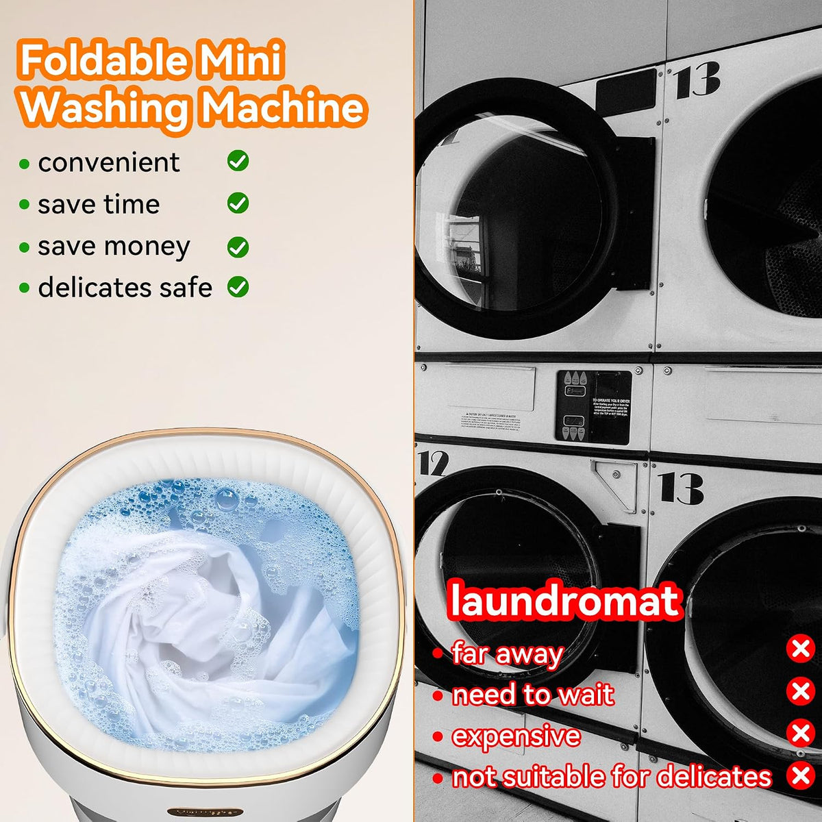 Portable Washing Machine, Folding 20L Mini Washer and Spin-Dryer