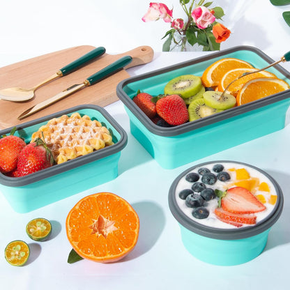 8 Pack Collapsible Food Storage Containers with Lids, Collapsible Storage Containers Sets Silicone Collapsible Bowls for Camping, RV Accessories, Travel Trailer Must