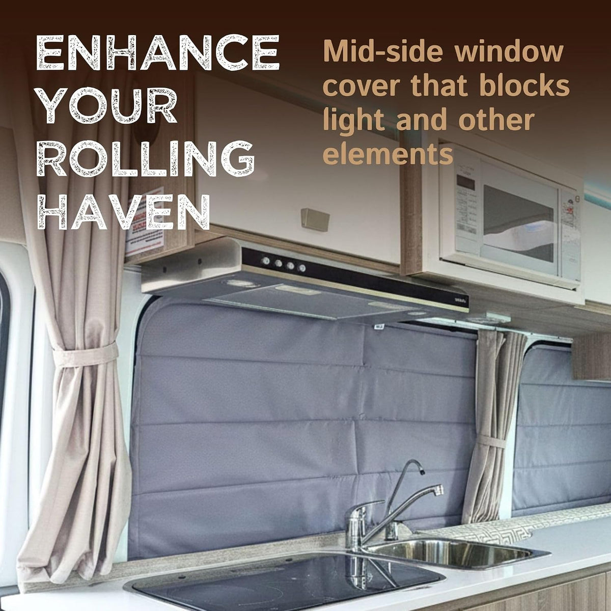 Insulated Blackout Mid Right Side Window Cover for Mercedes Sprinter Van Year 2007-2026 170" Length LWB & XLWB, NCV3 & VS30 (Bare Metal Frame)