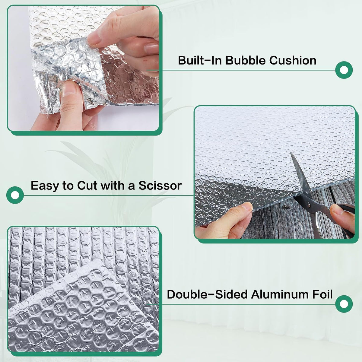 Bubble Insulation Sheet, Reflective Insulation Roll, 23.6IN X 10FT