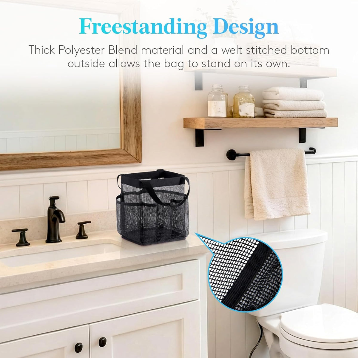 Mesh Shower Caddy Portable, Dorm Room Essentials, 1 Pack, Black