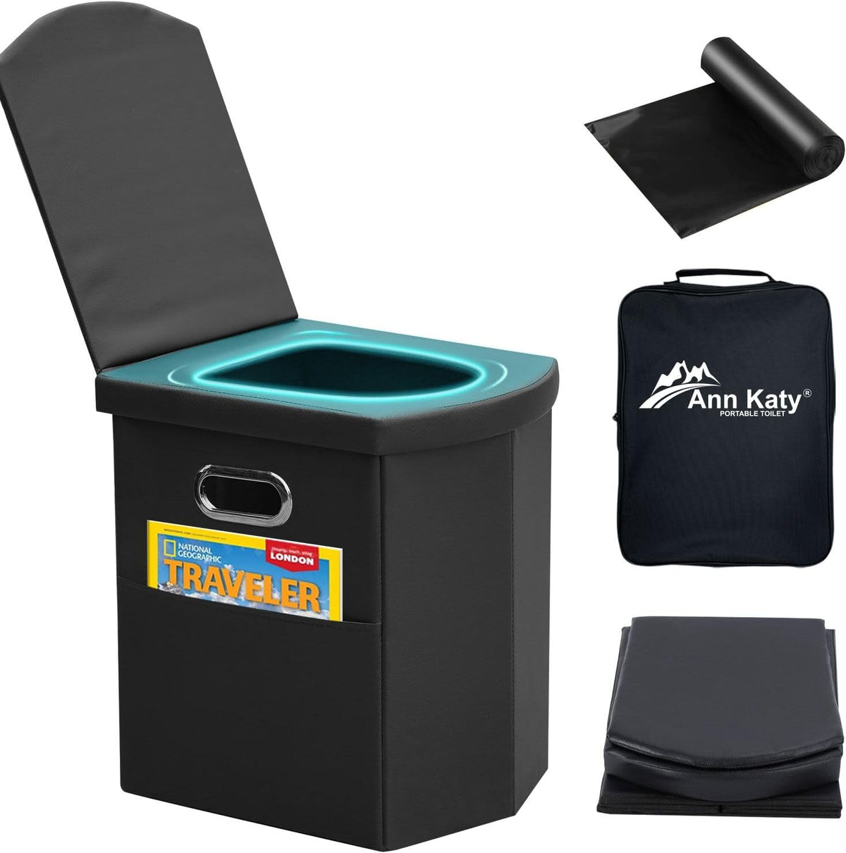 Upgrade XL Portable Toilet for Adults, Extra Large Camping Toilets