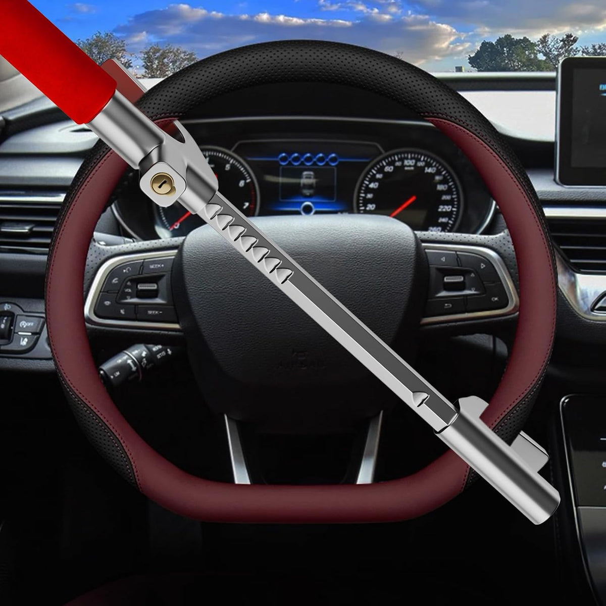 Steering Wheel Lock Universal Security Car Locks with Safety Hammer