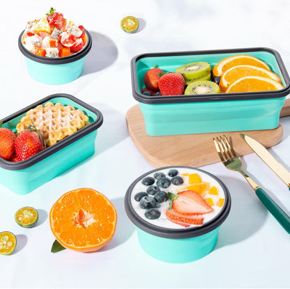 8 Pack Collapsible Food Storage Containers with Lids, Collapsible Storage Containers Sets Silicone Collapsible Bowls for Camping, RV Accessories, Travel Trailer Must