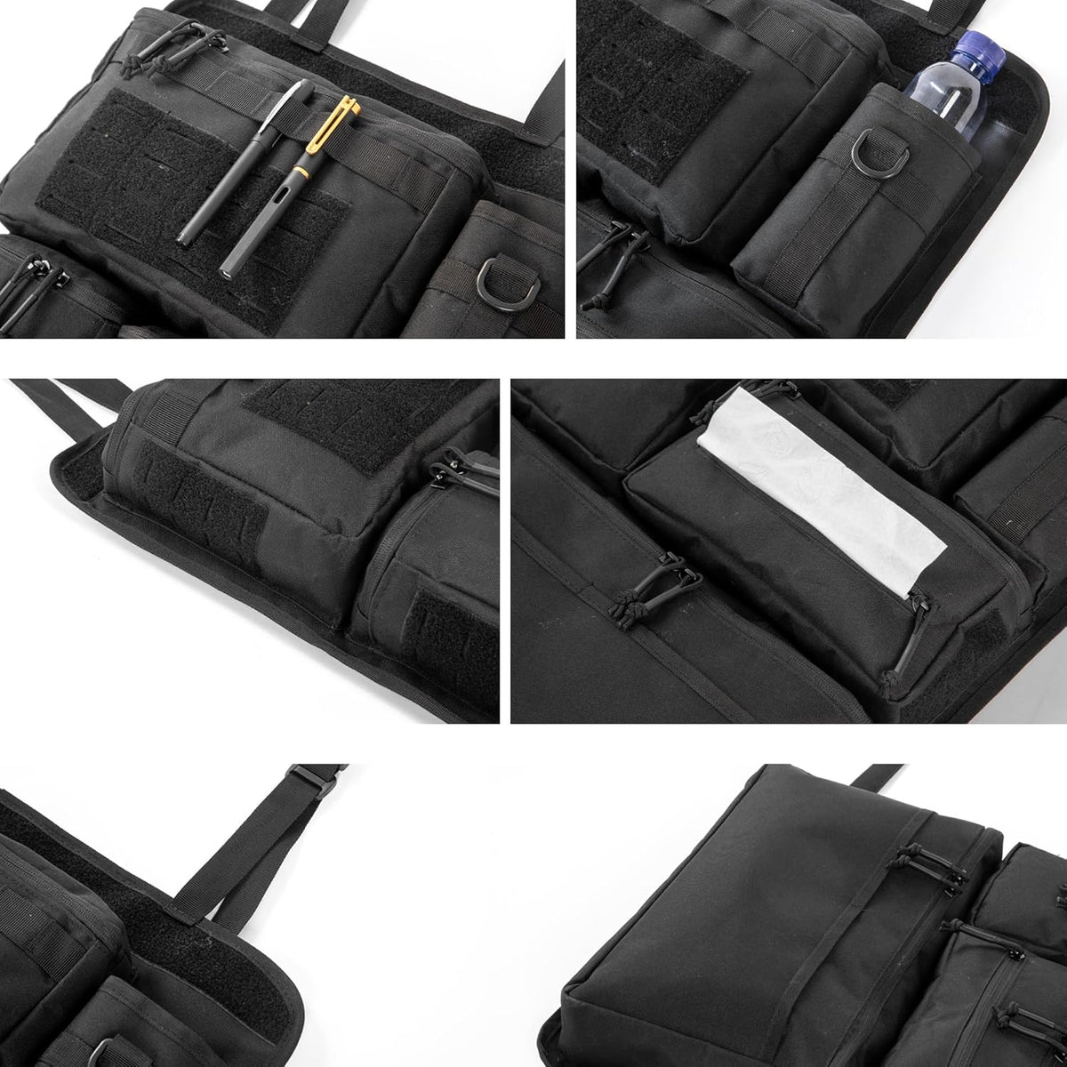 One-Piece Universal Car Seat Back Organizer with Tissue & Water Bottle Bag