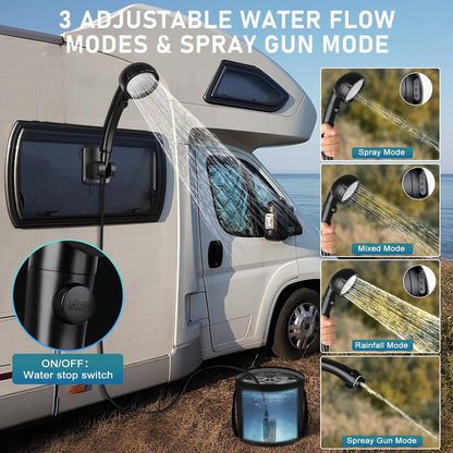 Rechargeable Camping Shower with Collapsible Bucket Handle 20L