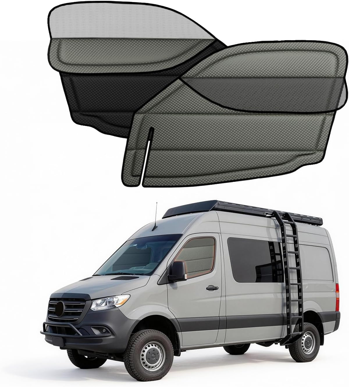 Extra-Thick Front Door Window Covers(Pair) for Mercedes-Benz Sprinter 2019-2026 VS30, Magnetic Insulated Blackout Sunshade, XPE Foam & Thinsulate Cotton, Allseasonguard Pro