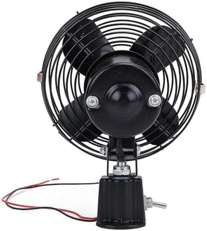 12V Heavy-Duty Metal Car Fan with Noise Reduction Technology for Vehicles, Boats, and Buses (8 Inch)