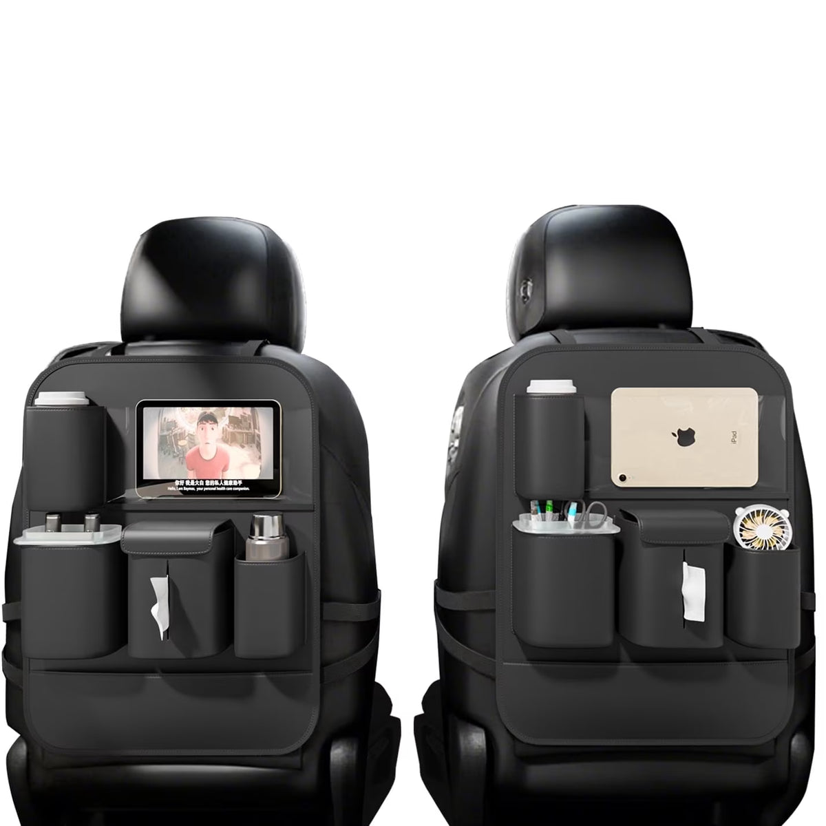 Backseat Car Organizer with Touch Screen,Protectors Kick Mats Travel Accessories for Kids,Multifunctional Seat Back Organizer Car Travel Organizer Accessories