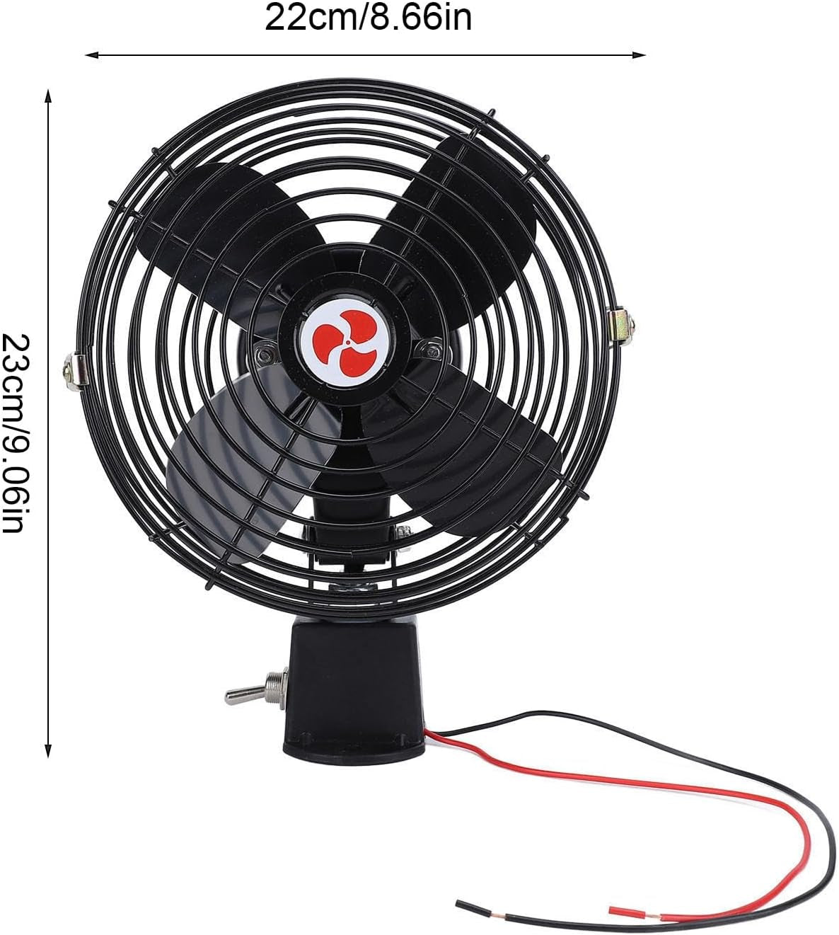 12V Heavy-Duty Metal Car Fan with Noise Reduction Technology for Vehicles, Boats, and Buses (8 Inch)