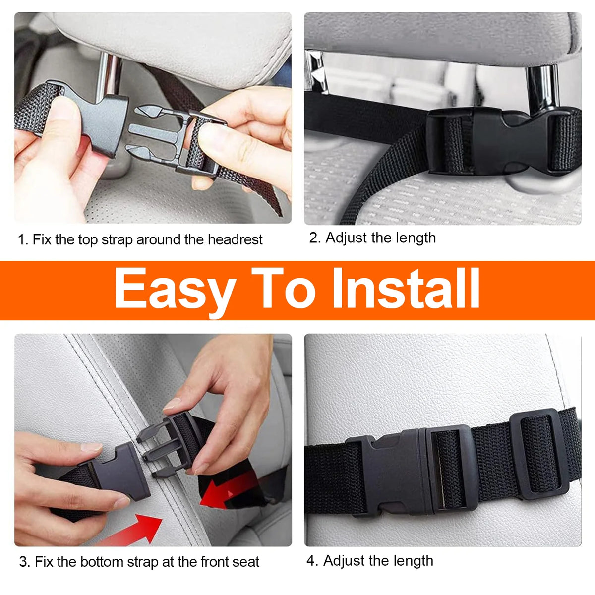 Car Backseat Organizer Set - 2 Pack Kick Mats with Tablet Holder for Kids, Travel Accessories for Efficient Car Storage