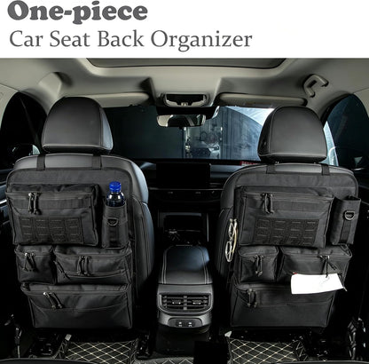 One-Piece Universal Car Seat Back Organizer with Tissue & Water Bottle Bag