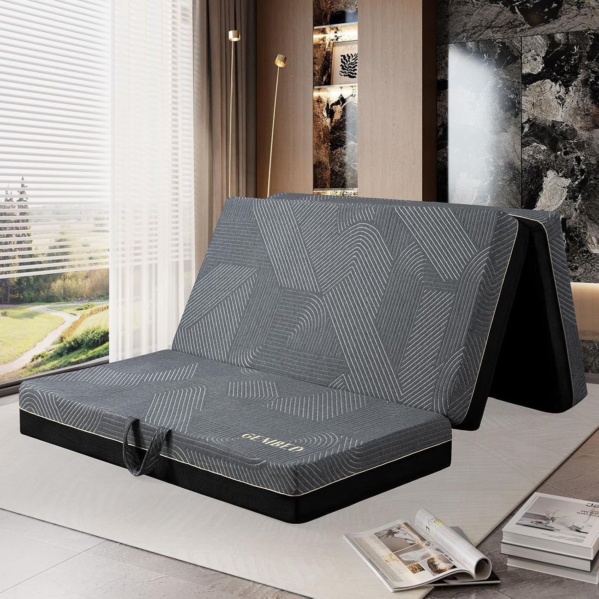Tri Folding Mattress Queen Size - 6 Inch Foldable Floor Sofa Bed