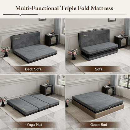 Tri Folding Mattress Queen Size - 6 Inch Foldable Floor Sofa Bed