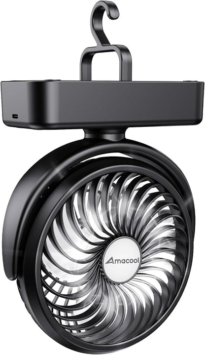 Portable Camping Fan with LED Lantern- 40H Work Time Rechargeable