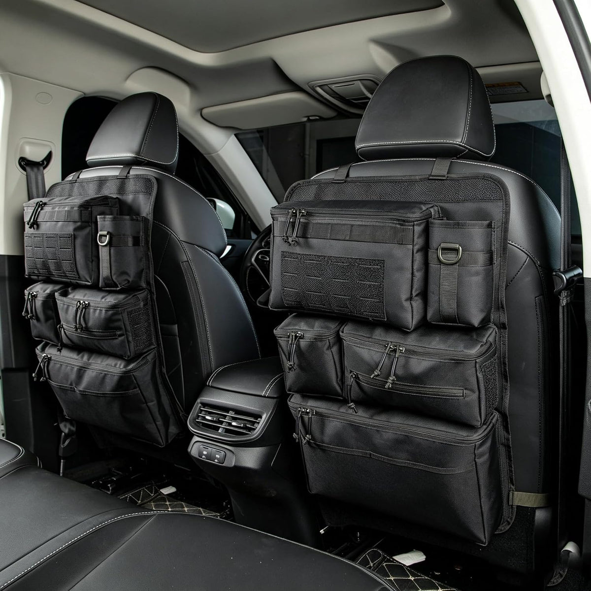 One-Piece Universal Car Seat Back Organizer with Tissue & Water Bottle Bag