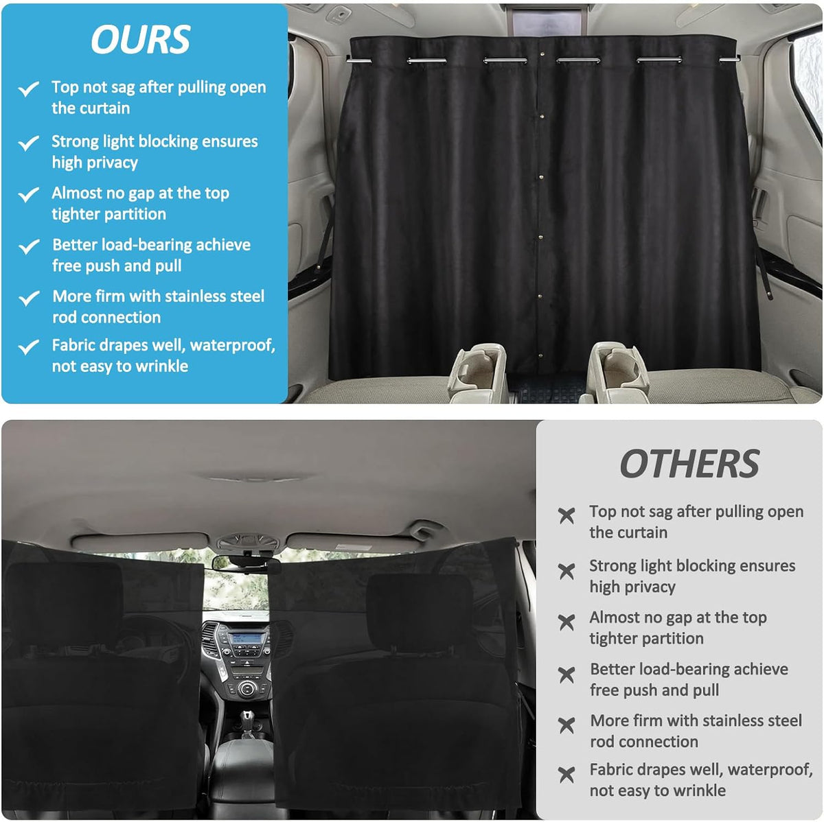 Car Divider Curtain, Car Privacy Curtains, 6.56Ft *4.42Ft