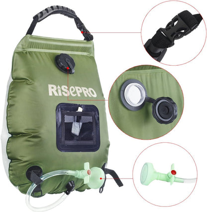 Solar Shower Bag,  5 Gallons/20L Solar Heating Premium Camping Shower Bag Hot Water with Temperature 45°C Removable Hose On/Off Switchable Shower Head Hiking Climbing Summer Shower K8