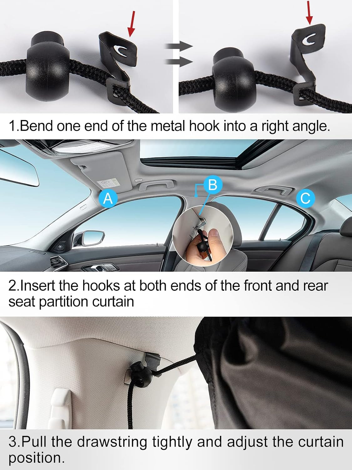 Car Divider Curtain, Wide Blackout for Sedans, Suvs & Vans
