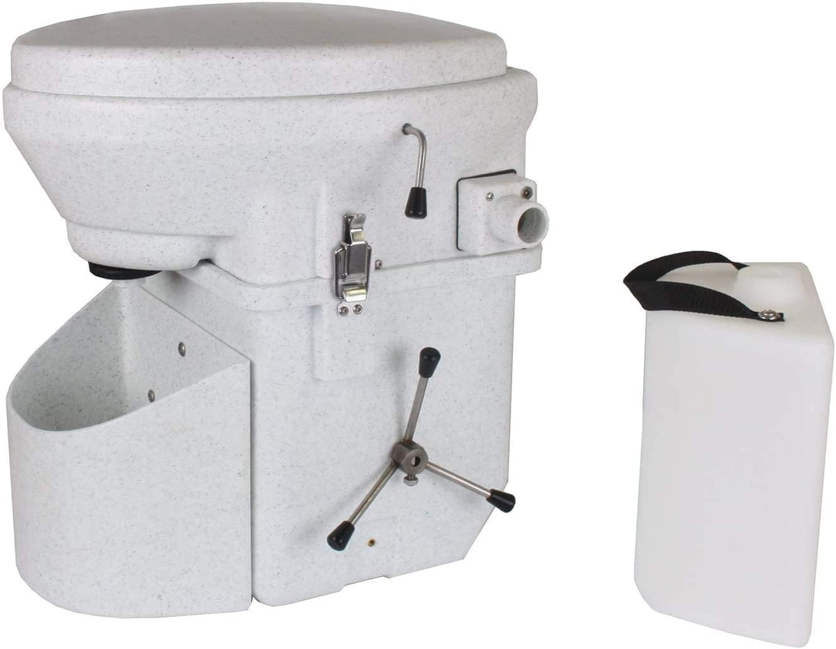 Self Contained Composting Toilet with Close Quarters Spider Handle Design