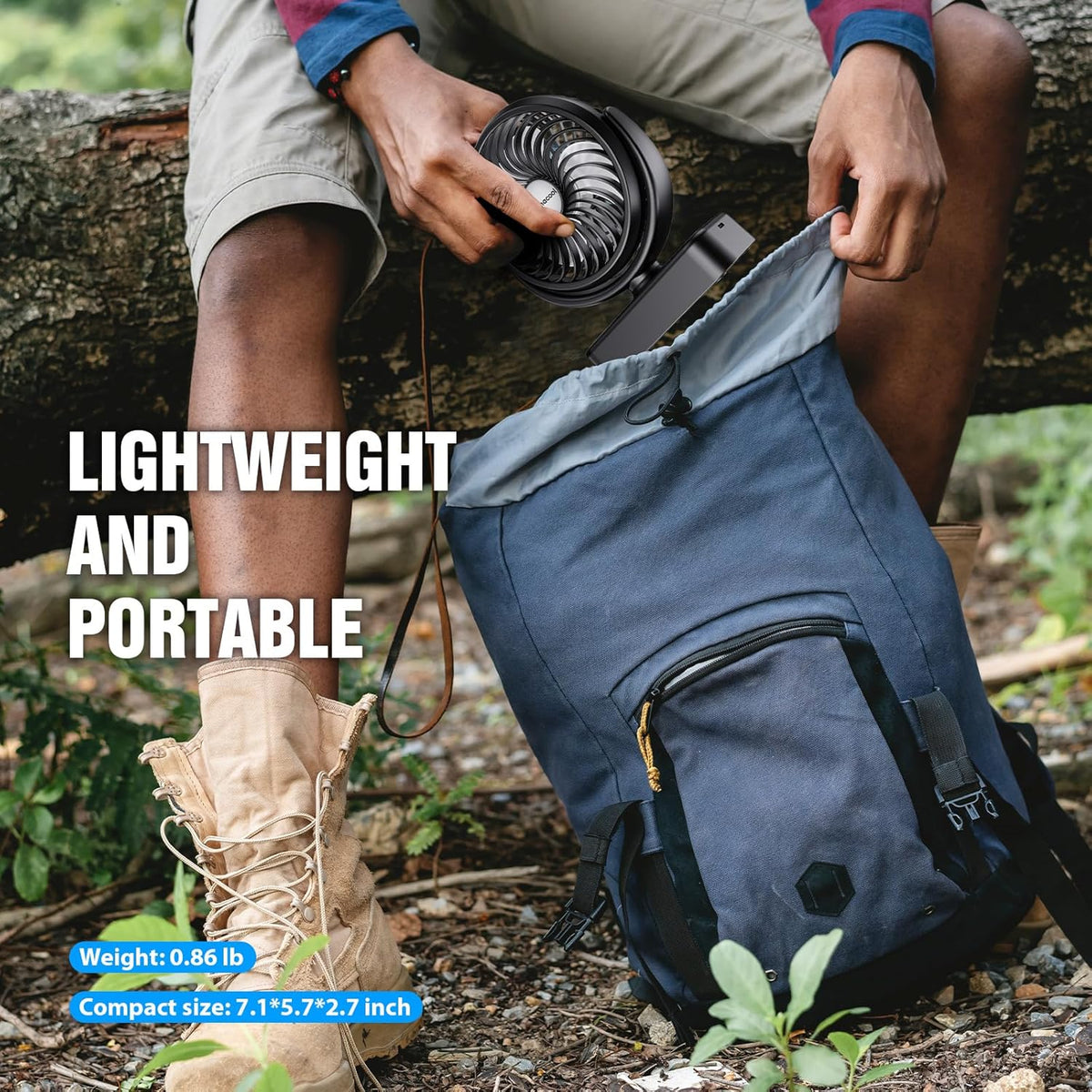 Portable Camping Fan with LED Lantern- 40H Work Time Rechargeable