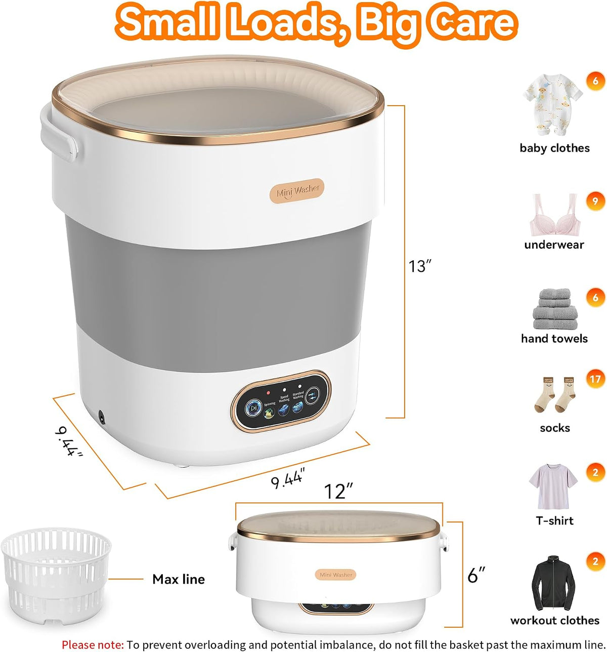 Portable Washing Machine, Folding 20L Mini Washer and Spin-Dryer
