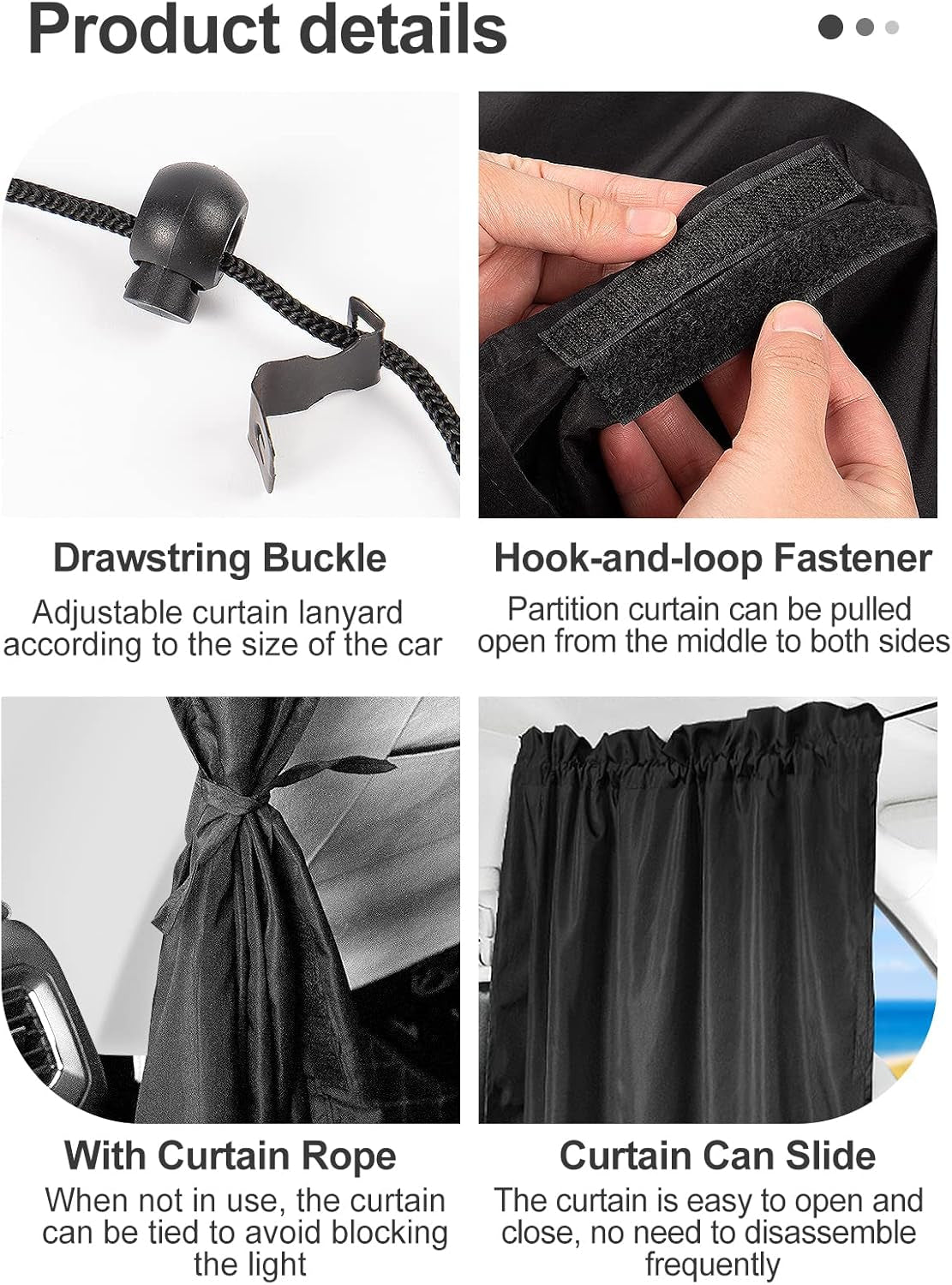 Car Divider Curtain, Wide Blackout for Sedans, Suvs & Vans