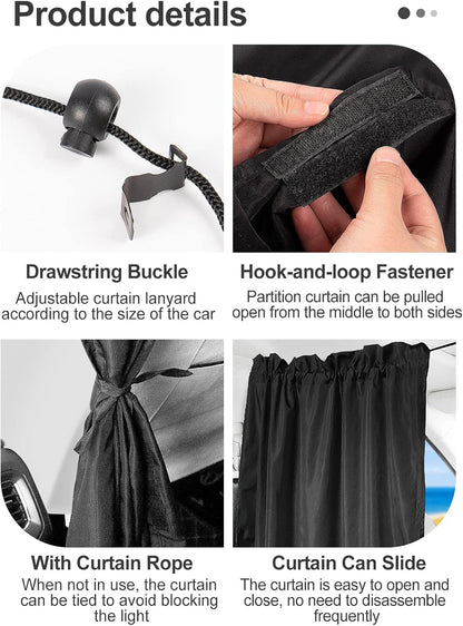 Car Divider Curtain, Wide Blackout for Sedans, Suvs & Vans
