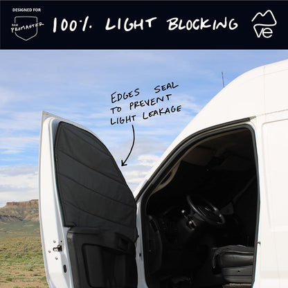 Insulated Blackout Front Door Window Covers Designed for RAM Promaster Van Years 2014 to Current Model (Pair) - Cool Gray