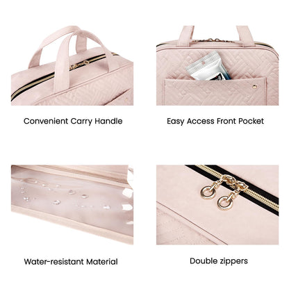 Toiletry Bag Travel Bag with Hanging Hook, Water-Resistant Makeup Cosmetic Bag Travel Organizer for Accessories, Shampoo, Full-Size Container, Toiletries (Black, Medium)