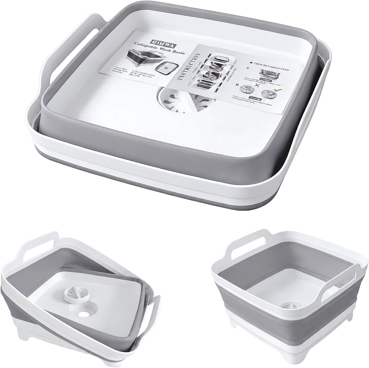 2.4Gal Collapsible Dish Basin with Drain Plug, Baby Bottle Wash Basin
