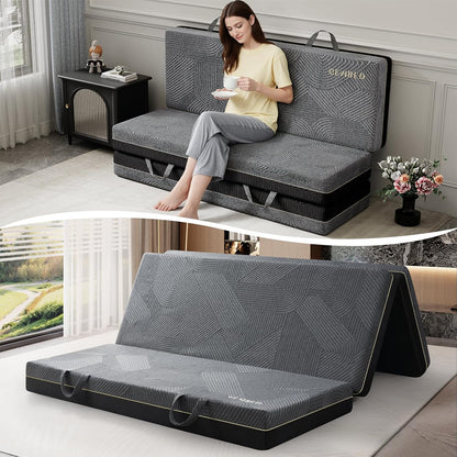 Tri Folding Mattress Queen Size - 6 Inch Foldable Floor Sofa Bed