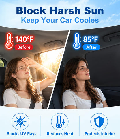 Magnetic Car Window Shades 4 Pcs 99% UV Light Block Privacy Curtains