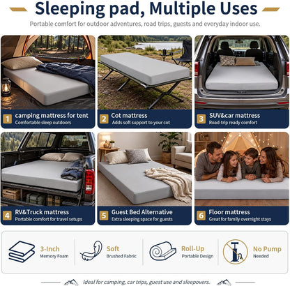 Memory Foam Camping Mattress Pad,Sleeping Pad for Camping
