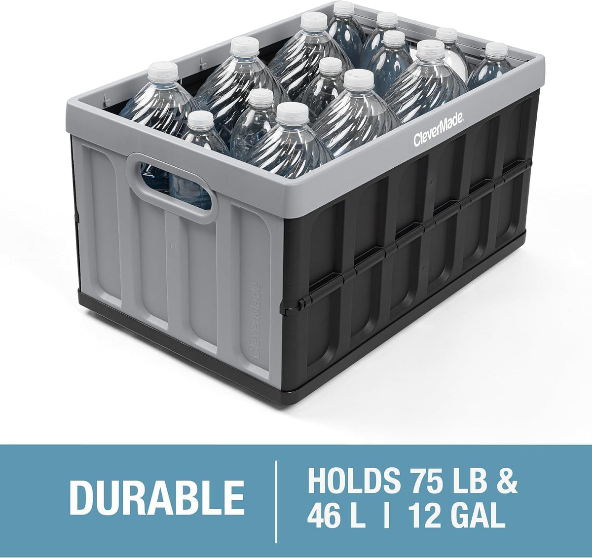 Collapsible Storage Bins with Lids, 46L 3 Pack, 75 Lb, Obsidian