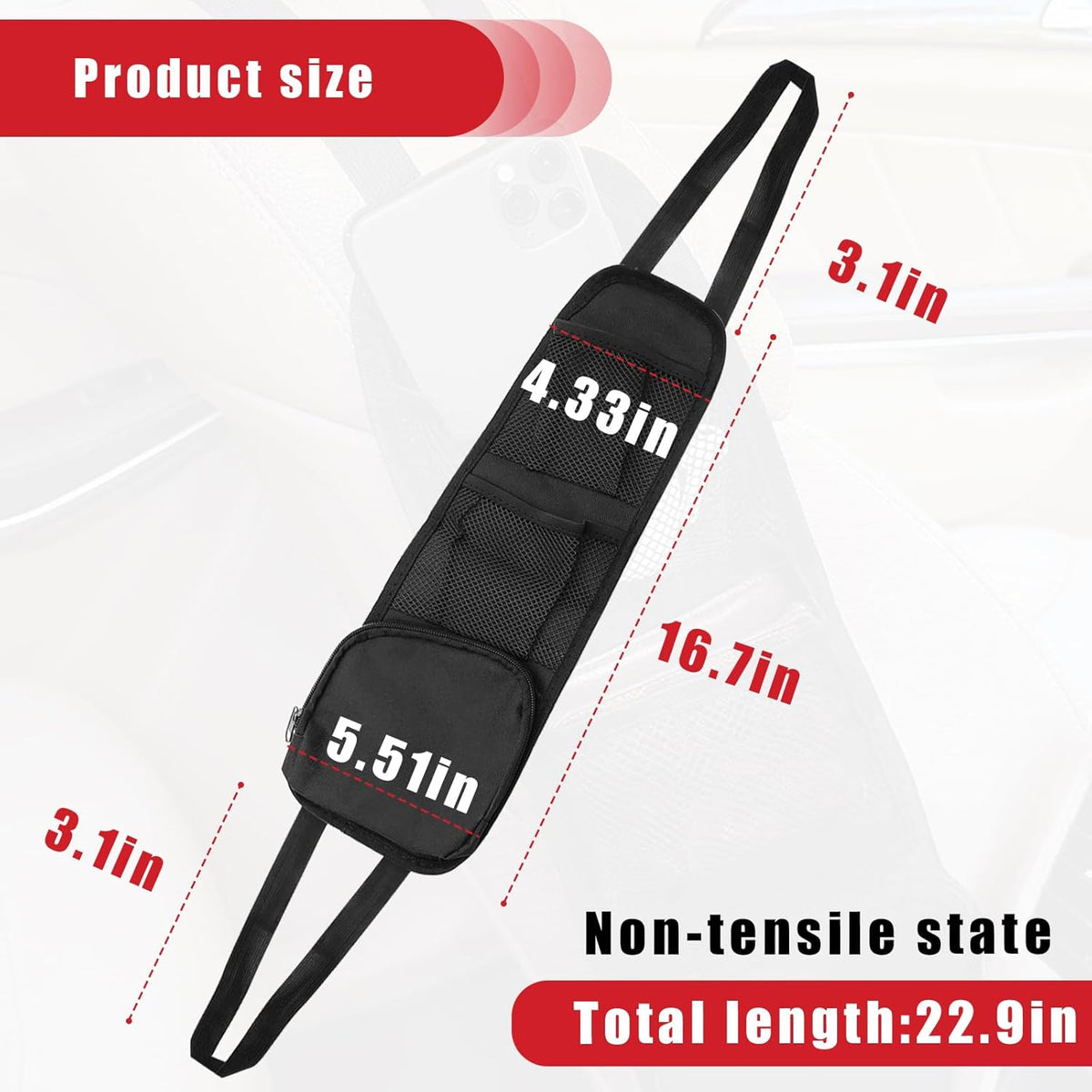2PCS Car Seat Storage Hanging Bag, Multi-Pocket Seat Side Organizer, Multifunctional Mesh Net Pocket, Can Hold Mobile Phone, Wallet, Glasses, Suitable for Cars, Suvs, Trucks