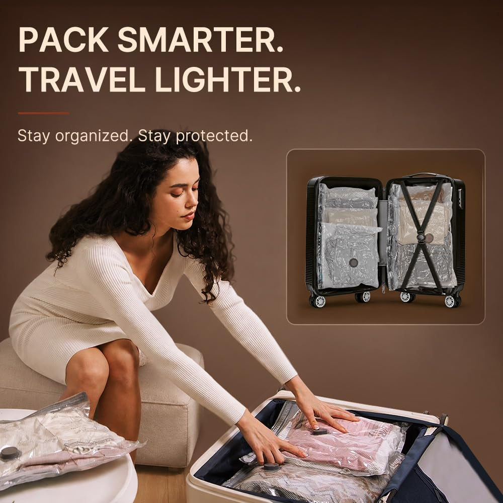 Travel Vacuum Bags with Rechargeable Pump, 15 Combo Tarvel Size