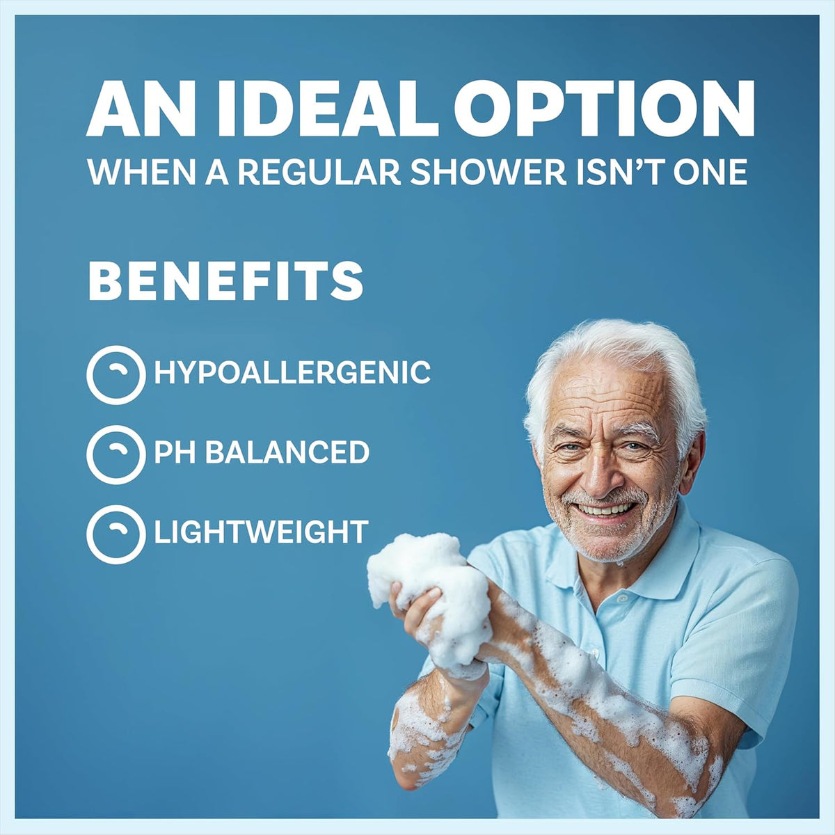 Disposable No Rinse Bathing Wipes for Senstive Skin - 25 Pack - All-In-1 Single Use Shower Wipes, Simply Dampen, Lather, and Dry without Shampoo or Rinsing (Sensitive Skin, 1-Pack)