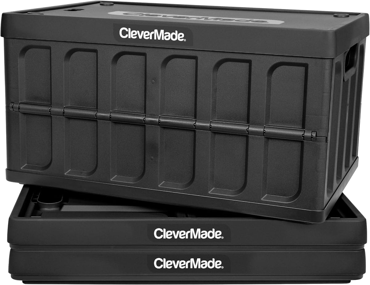 Collapsible Storage Bins with Lids, 46L 3 Pack, 75 Lb, Obsidian