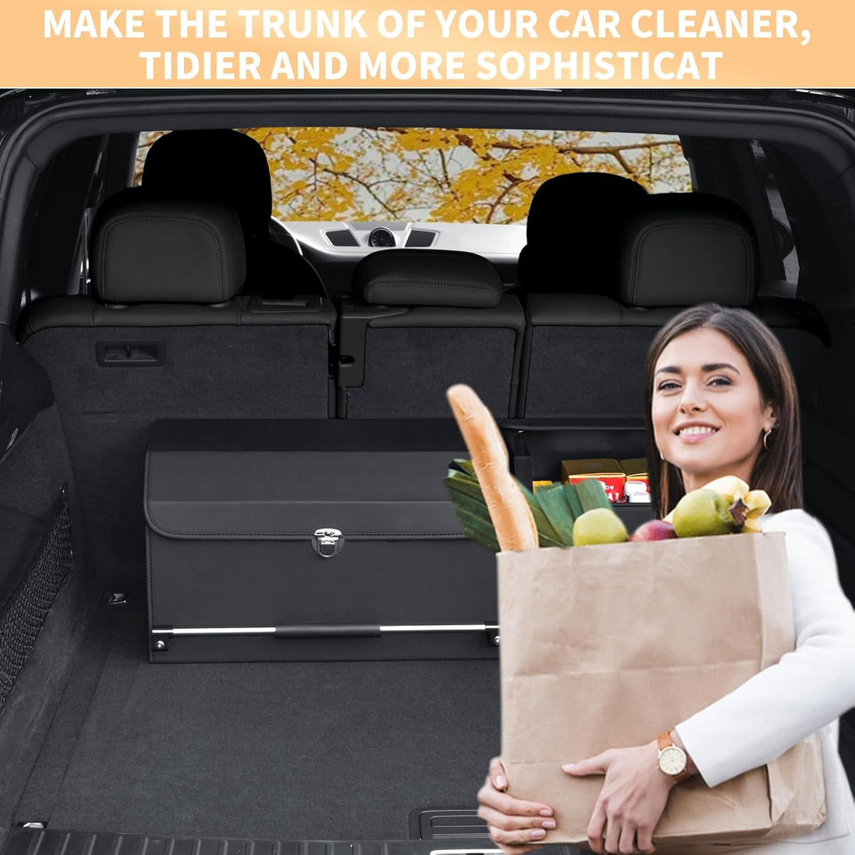 Leather Car Trunk Organizer SUV Trunk Organizer Car Trunk Storage Organizer
