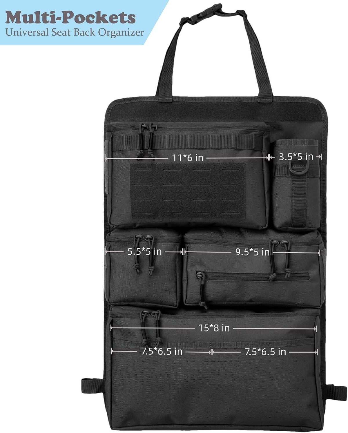 One-Piece Universal Car Seat Back Organizer with Tissue & Water Bottle Bag