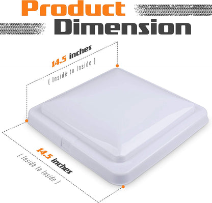 14.5 Inch Universal RV Roof Vent for Trailer, Camper, Motorhome - RV Vent Covers for Roof - OEM Lid Replacement (14.5 X 14.5 White 1-Pack)