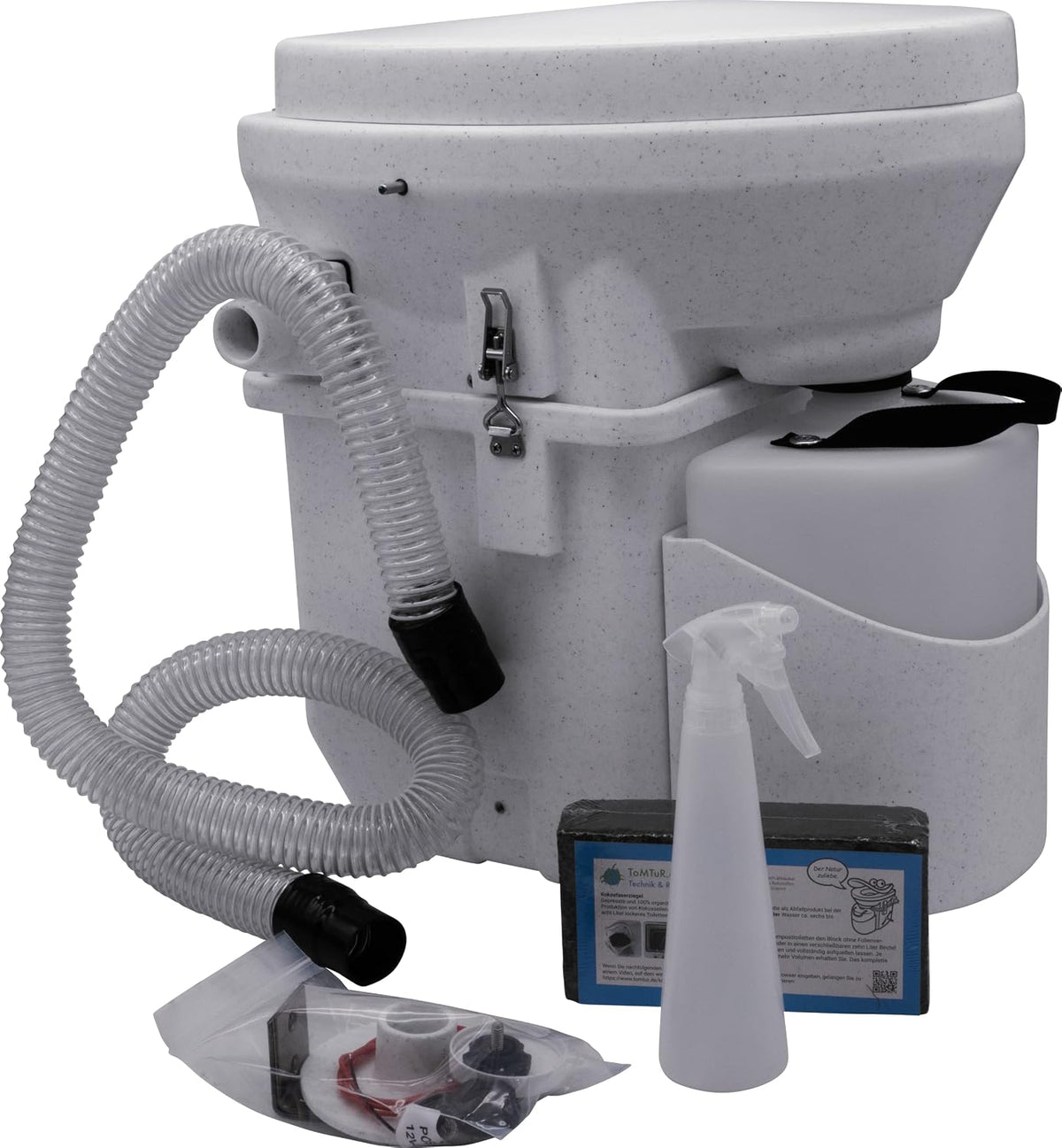 Self Contained Composting Toilet with Close Quarters Spider Handle Design