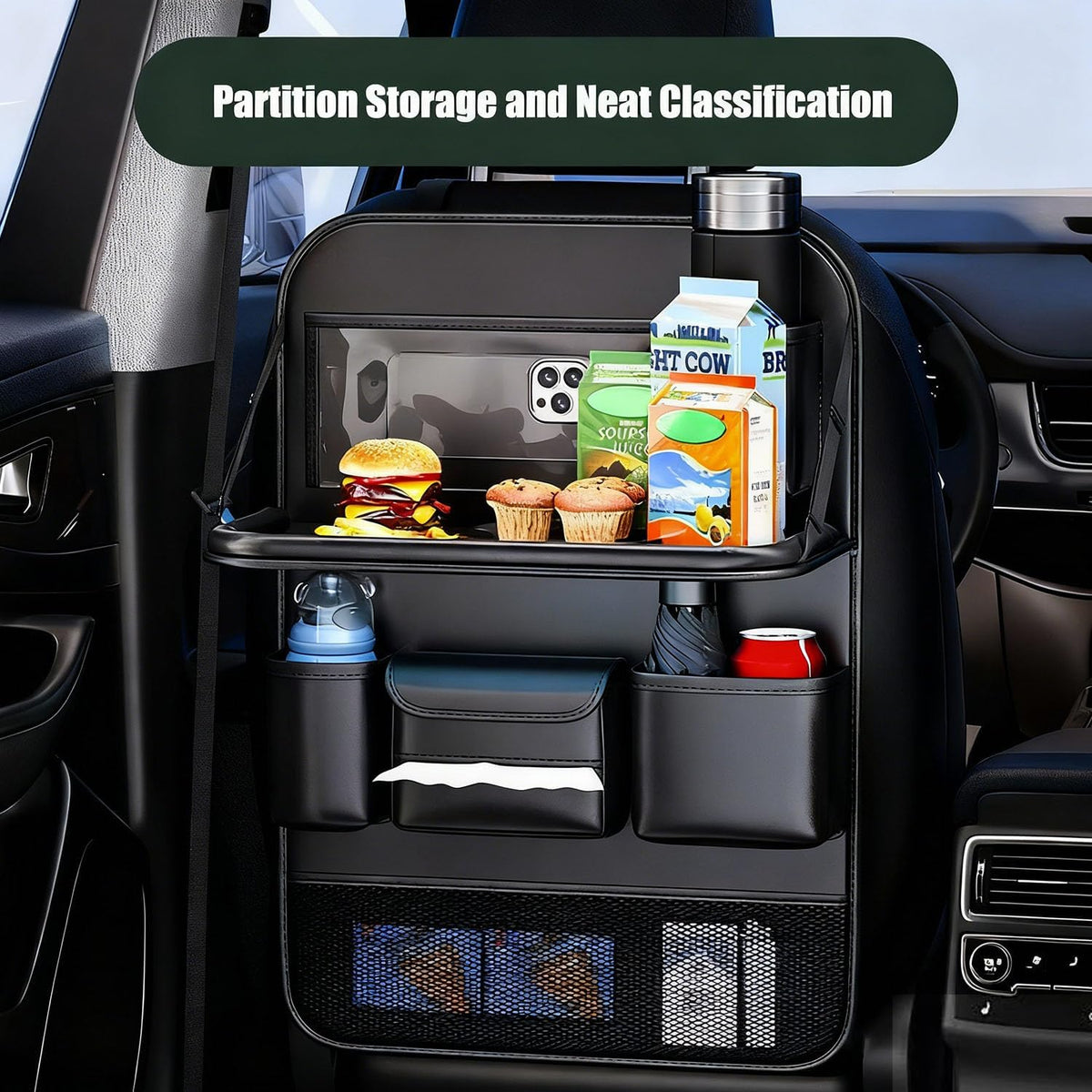 1 Pack - Car Organizer, Back Seat Car Organizer, Back Seat Organizer, Seat Organizer, Car Organizer and Storage Box.(Brown)