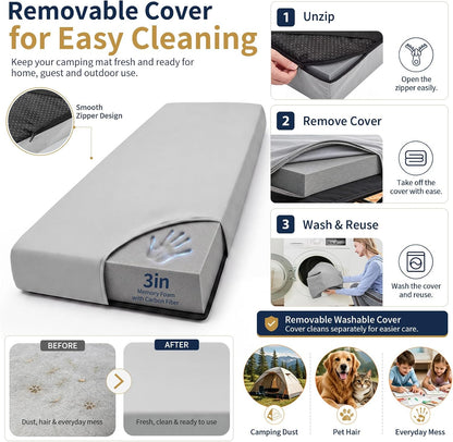 Memory Foam Camping Mattress Pad,Sleeping Pad for Camping