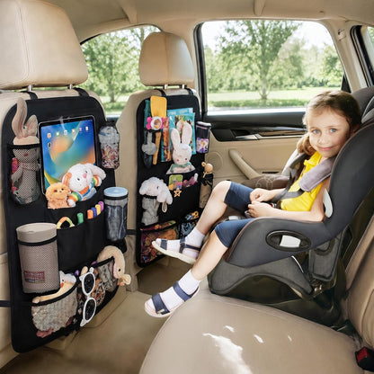 Backseat Car Organizer W/ 10 Storage Pockets 11" Tablet Holder, 2 PCS Black