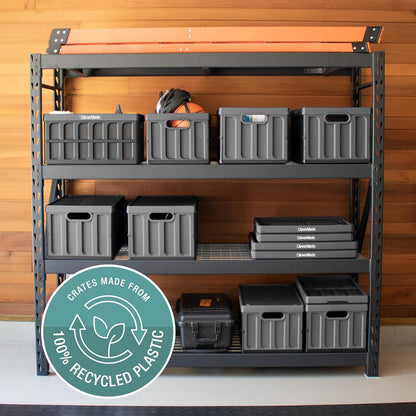 Collapsible Storage Bins with Lids, 46L 3 Pack, 75 Lb, Stone