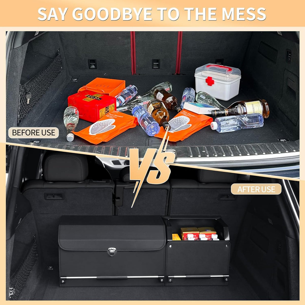 Leather Car Trunk Organizer SUV Trunk Organizer Car Trunk Storage Organizer