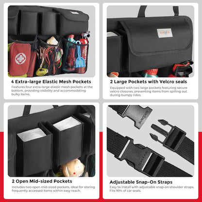 Car Trunk Organizer, LARGE CAPACITY Car Storage Bag with 8 Pockets, 7X Upgraded Trunk Storage Organizer for Car, SUV, Truck, MPV